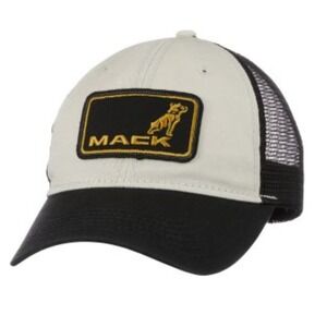Mack Trucks Mens Baseball Cap Hat Trucker Snapback Mesh Black Tan Patch Logo Dog